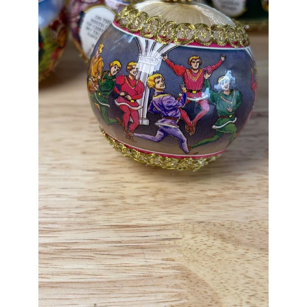 Twelve Days Of Christmas Ball Ornaments Set Of 12 Satin Vintage Rauch Industries